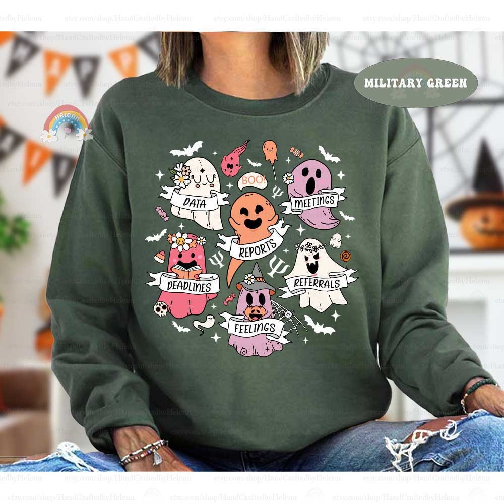 School Psychologist Halloween Shirt, Spooky School Psych Halloween Sweatshirt, Retro Halloween School Psych Ghost Shirt, School Psych Gifts
