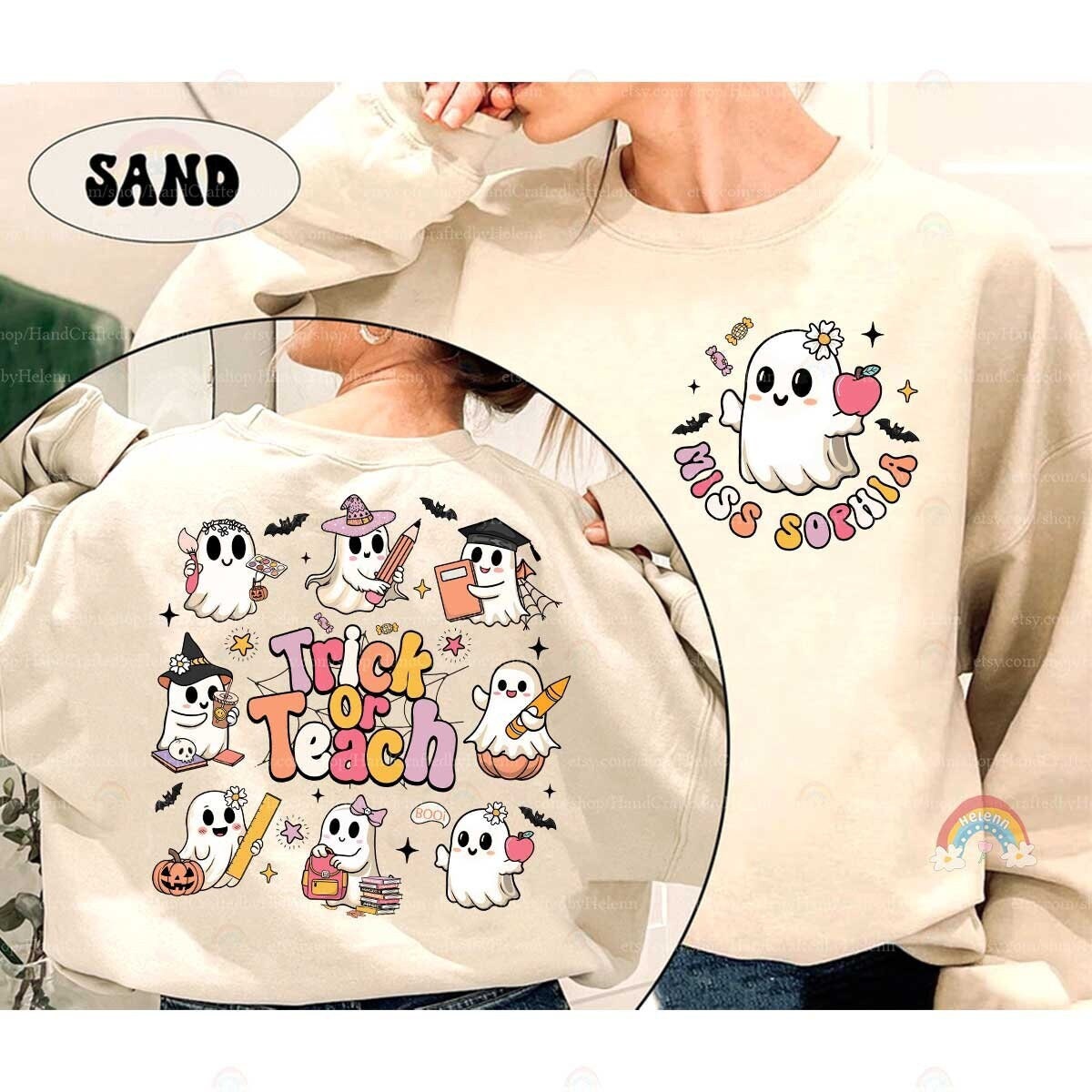 Custom Teacher Halloween Shirt, Trick Or Teach Shirt, Spooky Teacher, Funny Halloween Ghost Teacher, Pumpkin Teacher, Teacher Halloween Gift