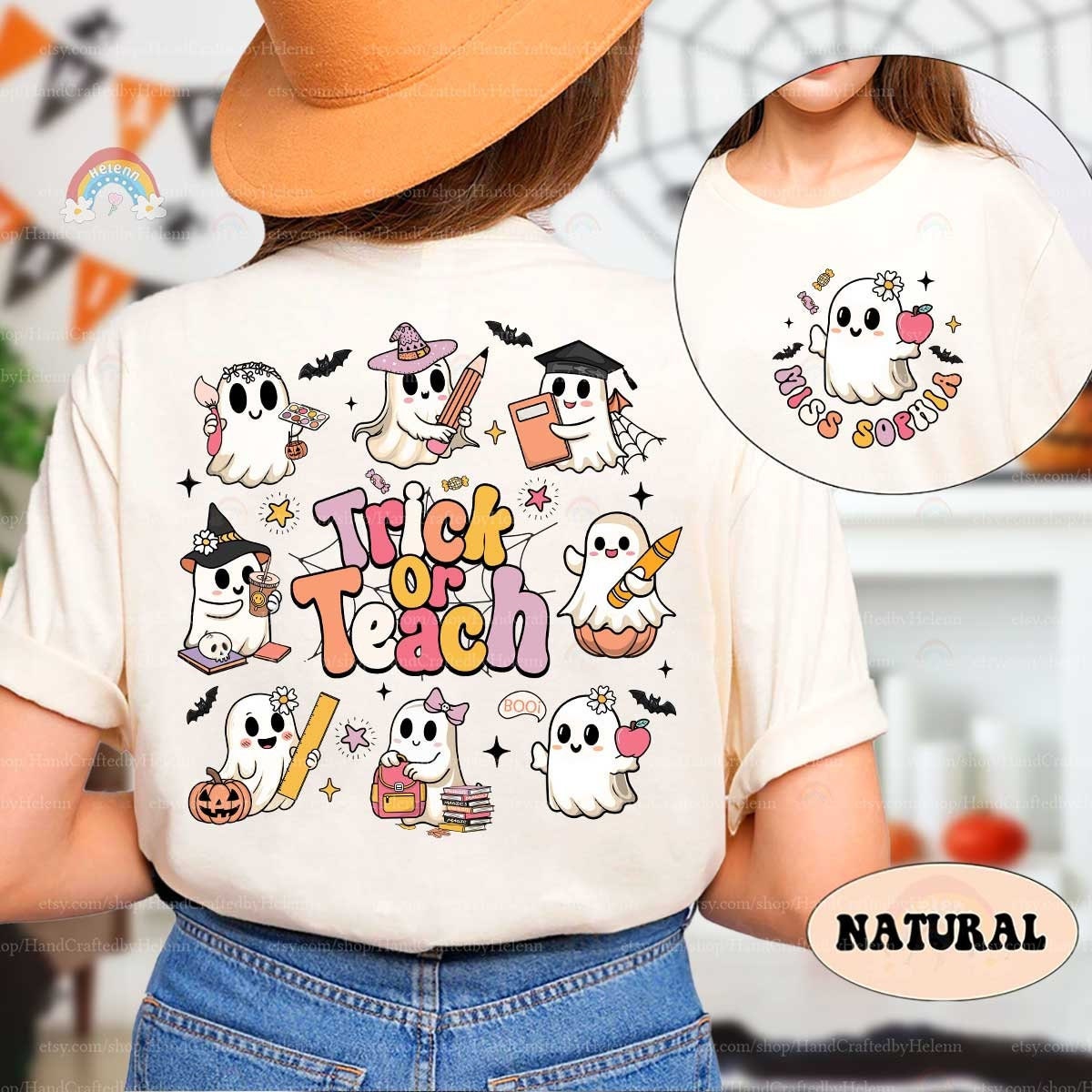 Custom Teacher Halloween Shirt, Trick Or Teach Shirt, Spooky Teacher, Funny Halloween Ghost Teacher, Pumpkin Teacher, Teacher Halloween Gift