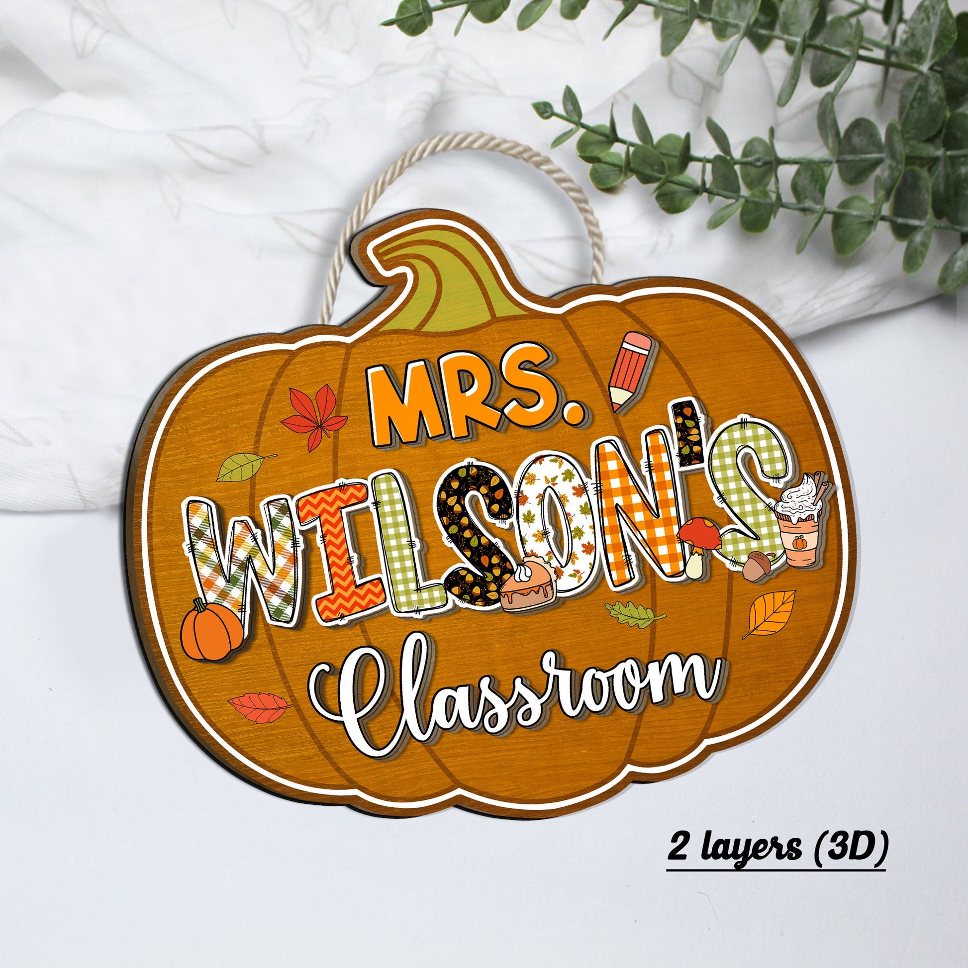 Custom Teacher Door Hanger Fall Autumn Wooden Door Sign, Teacher Thanksgiving Gift, Pumpkins Teacher Halloween, Teacher Appreciation Gift