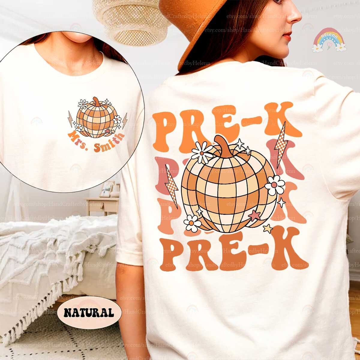 Teacher Shirt, Pre-K Teacher Shirt, Custom PreK Teacher Shirt, Retro Fall Teacher Shirt, Pumpkin Teacher Shirt, Teacher Appreciation Gift