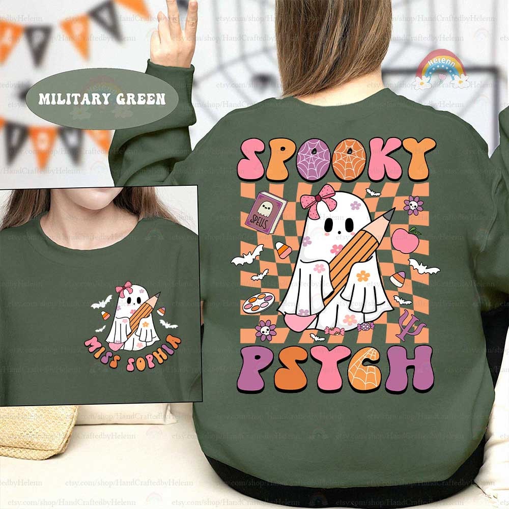 Custom School Psychologist Halloween Shirt, Halloween School Psych Shirt Sweatshirt, Spooky School Psych Ghost Shirt, School Psych Gifts