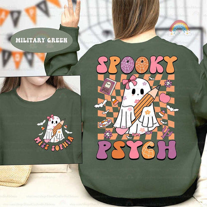Custom School Psychologist Halloween Shirt, Halloween School Psych Shirt Sweatshirt, Spooky School Psych Ghost Shirt, School Psych Gifts