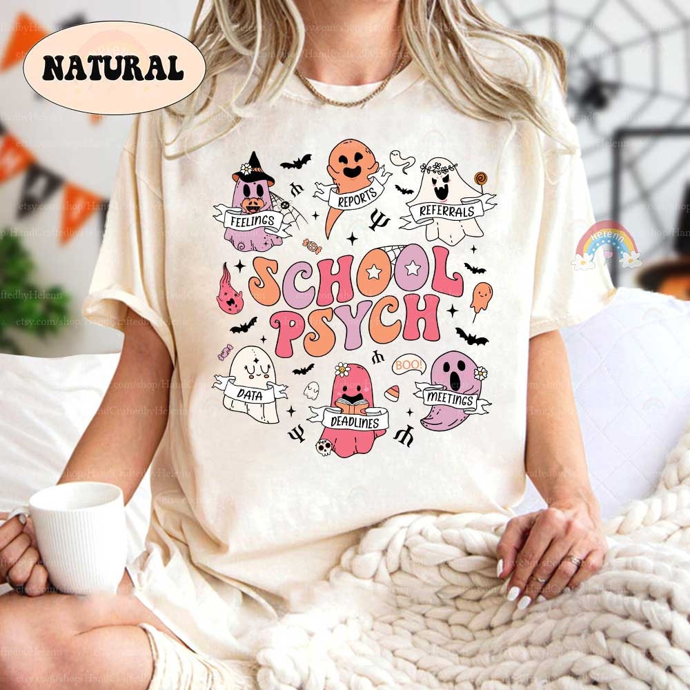 School Psychologist Halloween Shirt, Spooky School Psych Halloween Sweatshirt, Retro Halloween School Psych Ghost Shirt, School Psych Gift