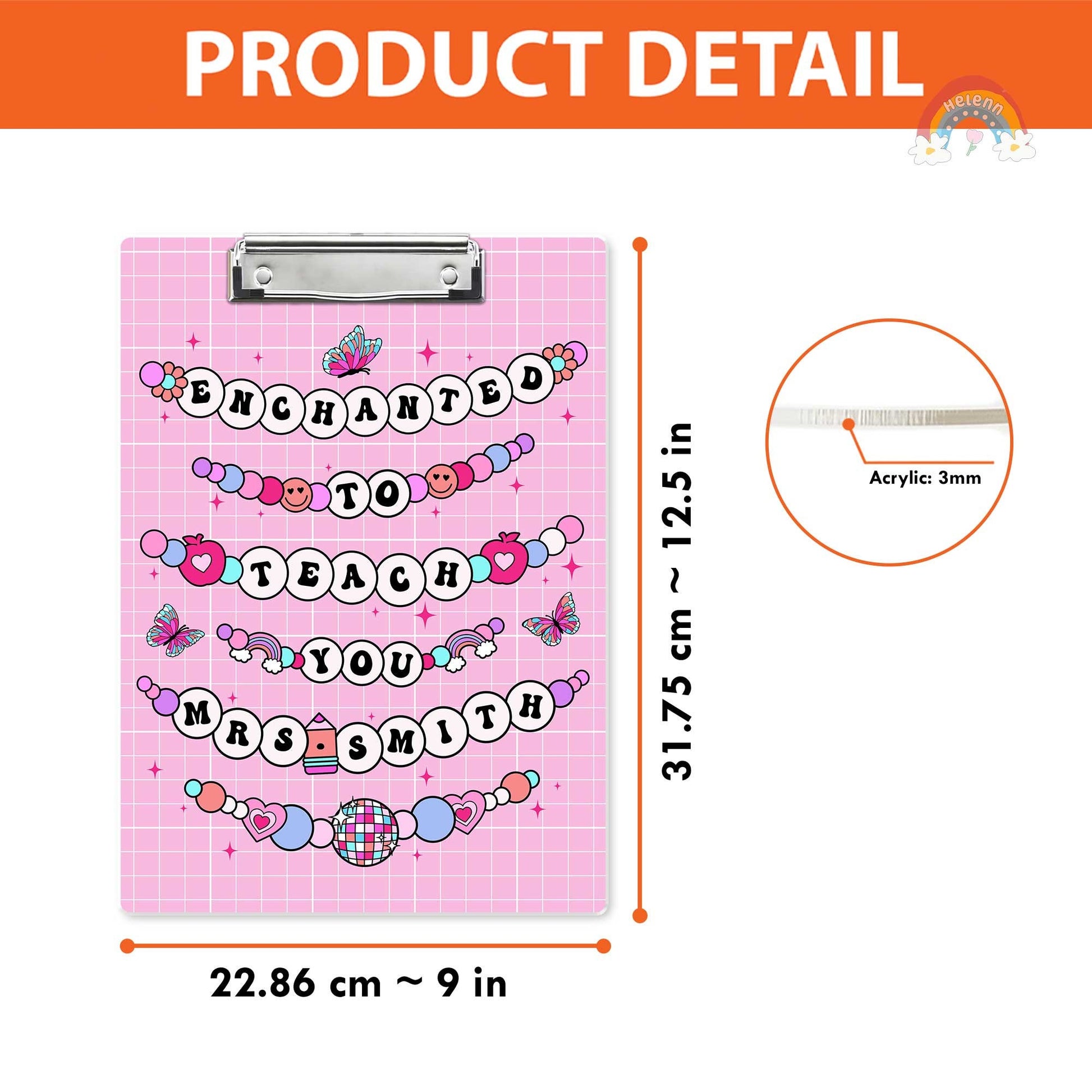 Custom Teacher Clipboard Enchanted to Teach You, Personalized Teacher Gift Acrylic Clipboard, Back To School Gift, Teacher Appreciation Gift