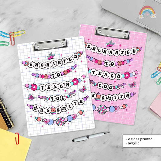 Custom Teacher Clipboard Enchanted to Teach You, Personalized Teacher Gift Acrylic Clipboard, Back To School Gift, Teacher Appreciation Gift