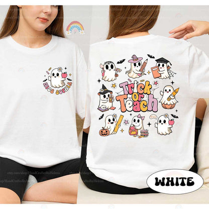 Custom Teacher Halloween Shirt, Trick Or Teach Shirt, Spooky Teacher, Funny Halloween Ghost Teacher, Pumpkin Teacher, Teacher Halloween Gift