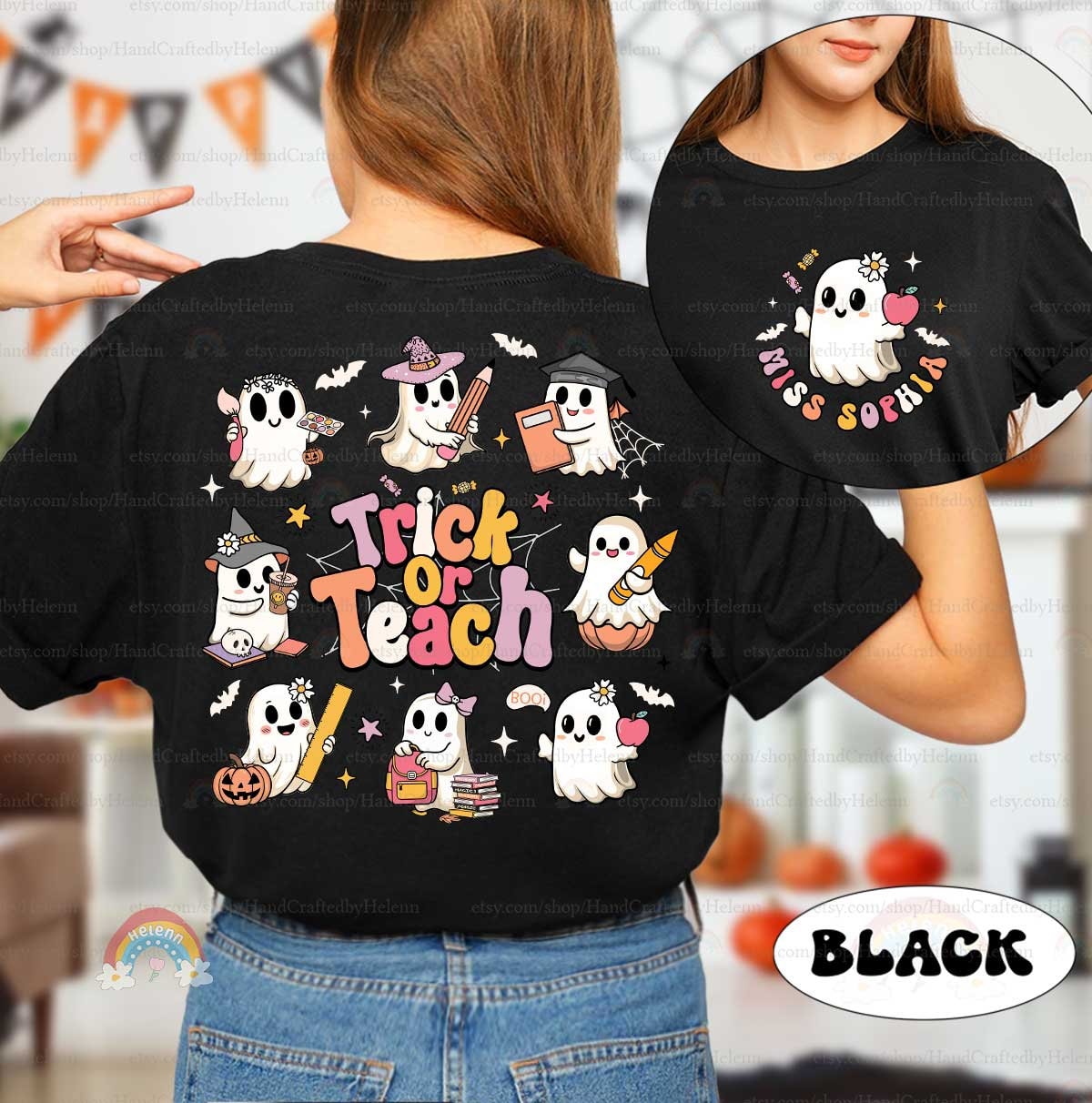 Custom Teacher Halloween Shirt, Trick Or Teach Shirt, Spooky Teacher, Funny Halloween Ghost Teacher, Pumpkin Teacher, Teacher Halloween Gift