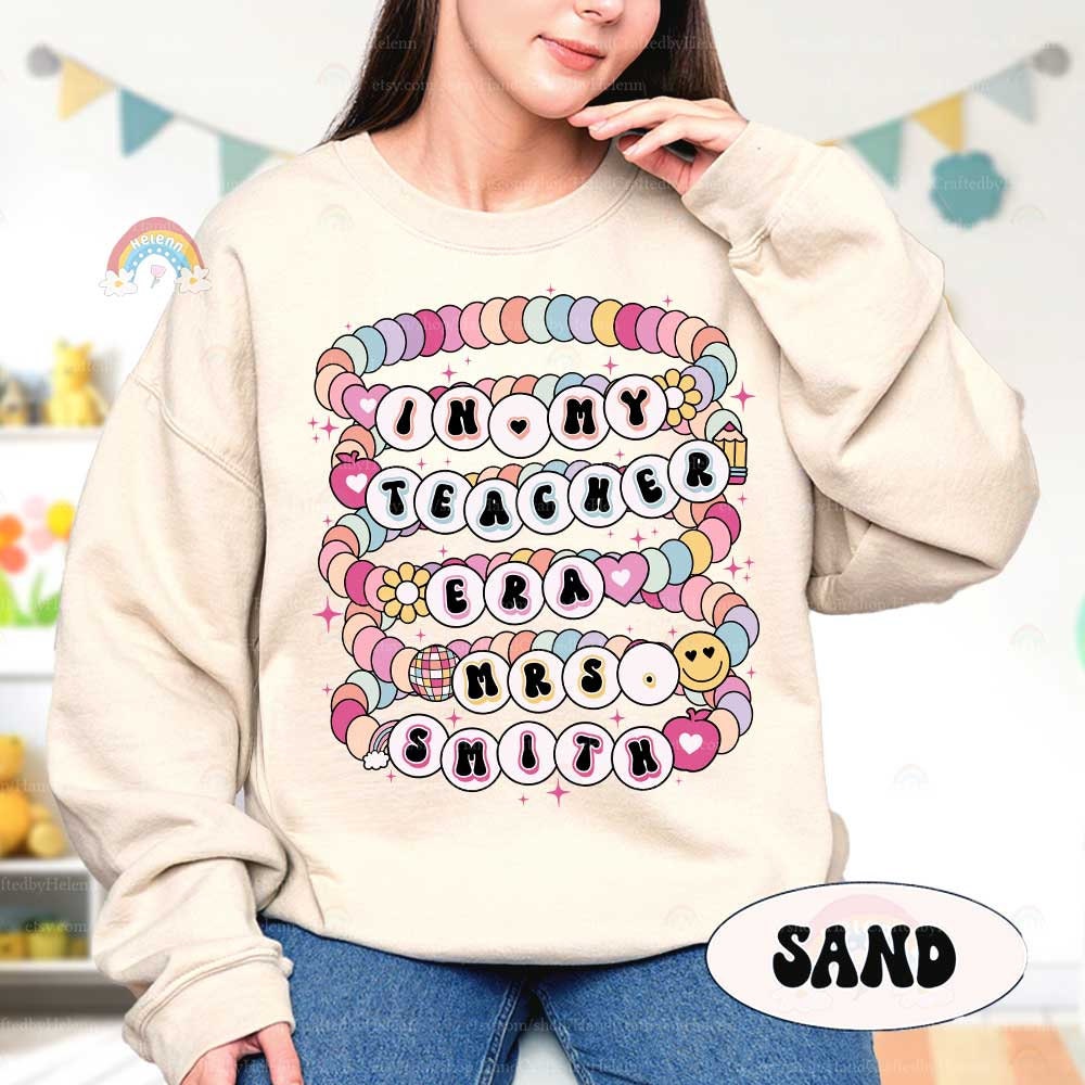 In My Teacher Era Shirt, Custom Teacher Shirt, Back To School, Teacher Friendship Bracelet, 1st Day Of School, Teacher Appreciation Gifts