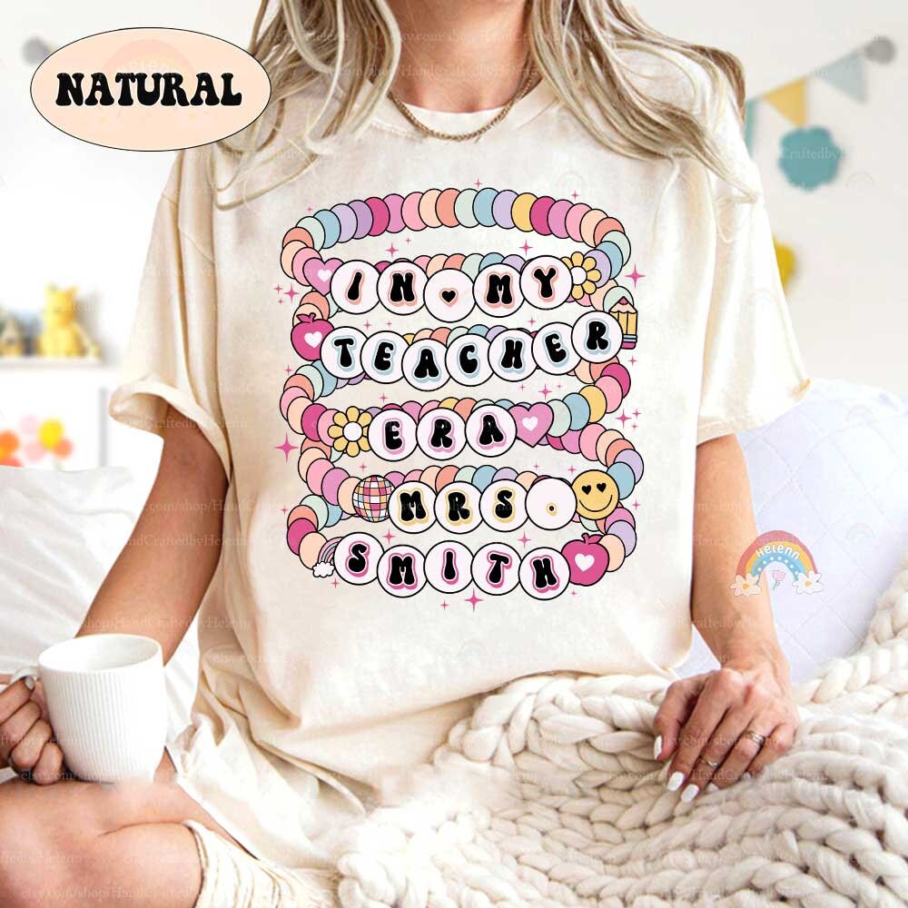 In My Teacher Era Shirt, Custom Teacher Shirt, Back To School, Teacher Friendship Bracelet, 1st Day Of School, Teacher Appreciation Gifts