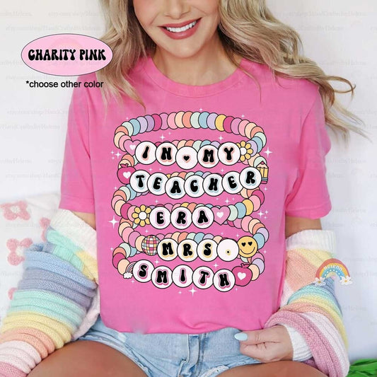 In My Teacher Era Shirt, Custom Teacher Shirt, Back To School, Teacher Friendship Bracelet, 1st Day Of School, Teacher Appreciation Gifts