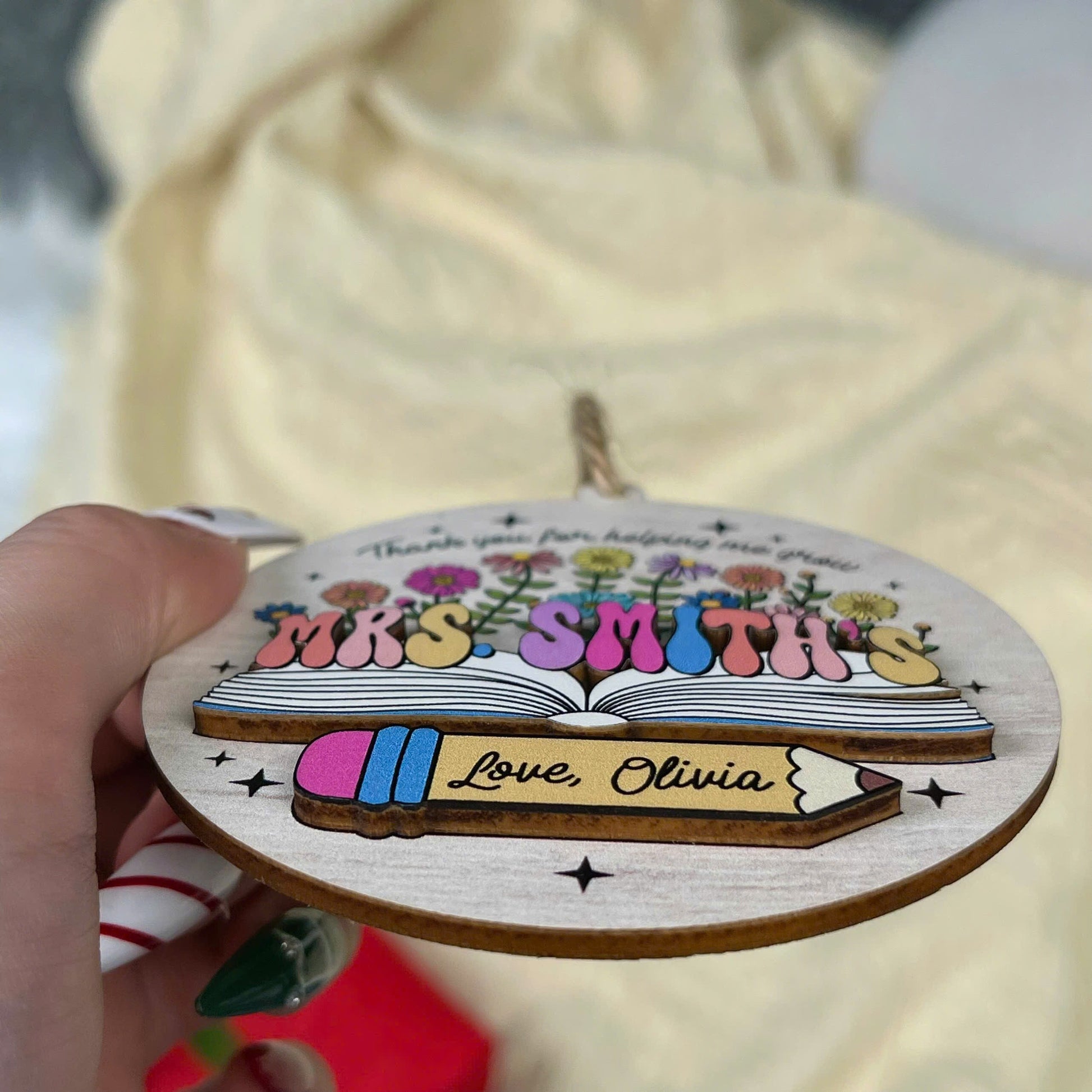 Custom Teacher Ornament Christmas Teacher Gift, Personalized Thank You Teacher Ornament Keepsake Christmas Gift, Teacher Appreciation Gift