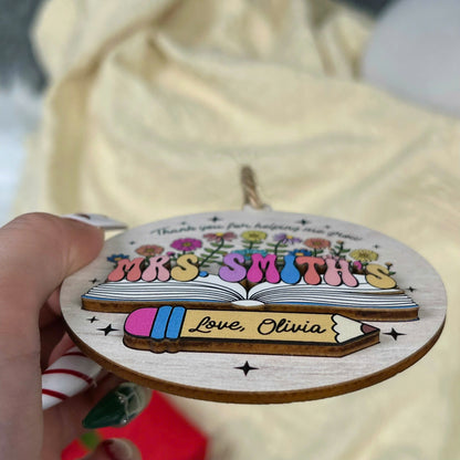 Custom Teacher Ornament Christmas Teacher Gift, Personalized Thank You Teacher Ornament Keepsake Christmas Gift, Teacher Appreciation Gift