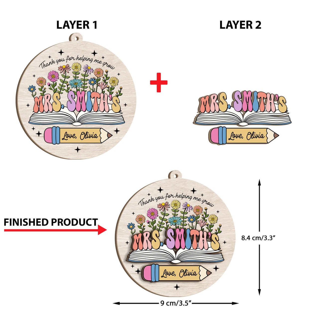 Custom Teacher Ornament Christmas Teacher Gift, Personalized Thank You Teacher Ornament Keepsake Christmas Gift, Teacher Appreciation Gift