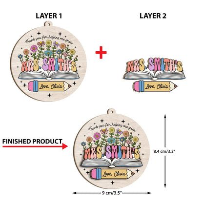 Custom Teacher Ornament Christmas Teacher Gift, Personalized Thank You Teacher Ornament Keepsake Christmas Gift, Teacher Appreciation Gift