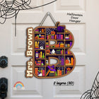 Custom Teacher Door Hanger Halloween Wooden Classroom Door Sign, Book Lovers Halloween Decoration Spooky Teacher, Halloween Teacher Gift