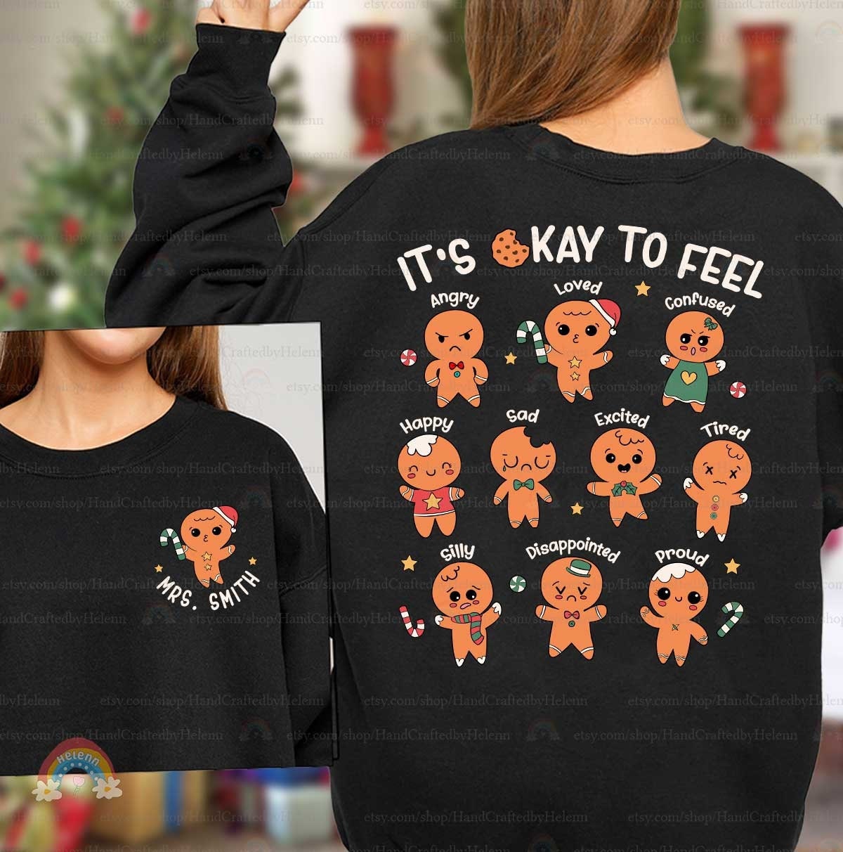 School Psychologist Christmas Shirt All Feelings Are Okay, School Psych Christmas Sweatshirt, Mental Health Shirt Christmas School Counselor