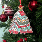 Custom Teacher Christmas Ornament, Christmas Book Tree Ornament, Thank You Gift, Teacher Keepsake Christmas Gift, Teacher Appreciation Gifts