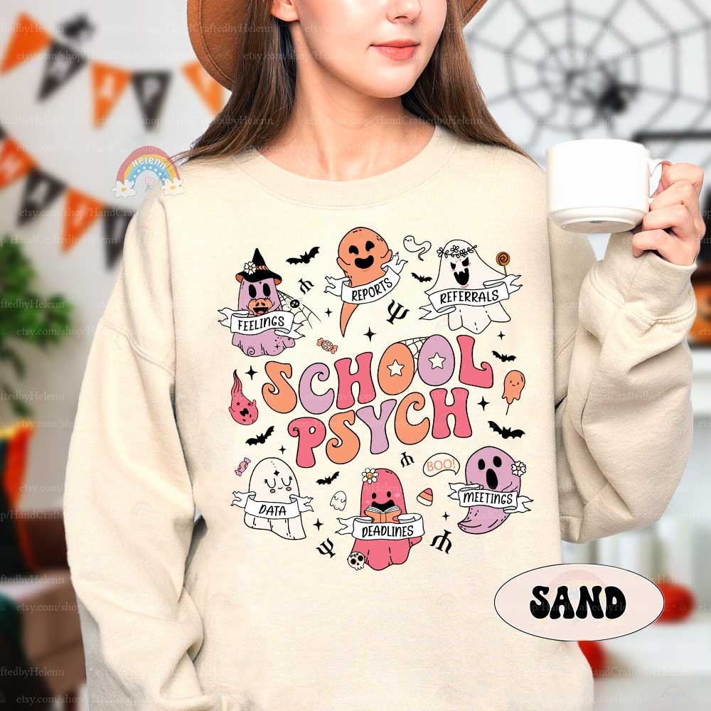 School Psychologist Halloween Shirt, Spooky School Psych Halloween Sweatshirt, Retro Halloween School Psych Ghost Shirt, School Psych Gift