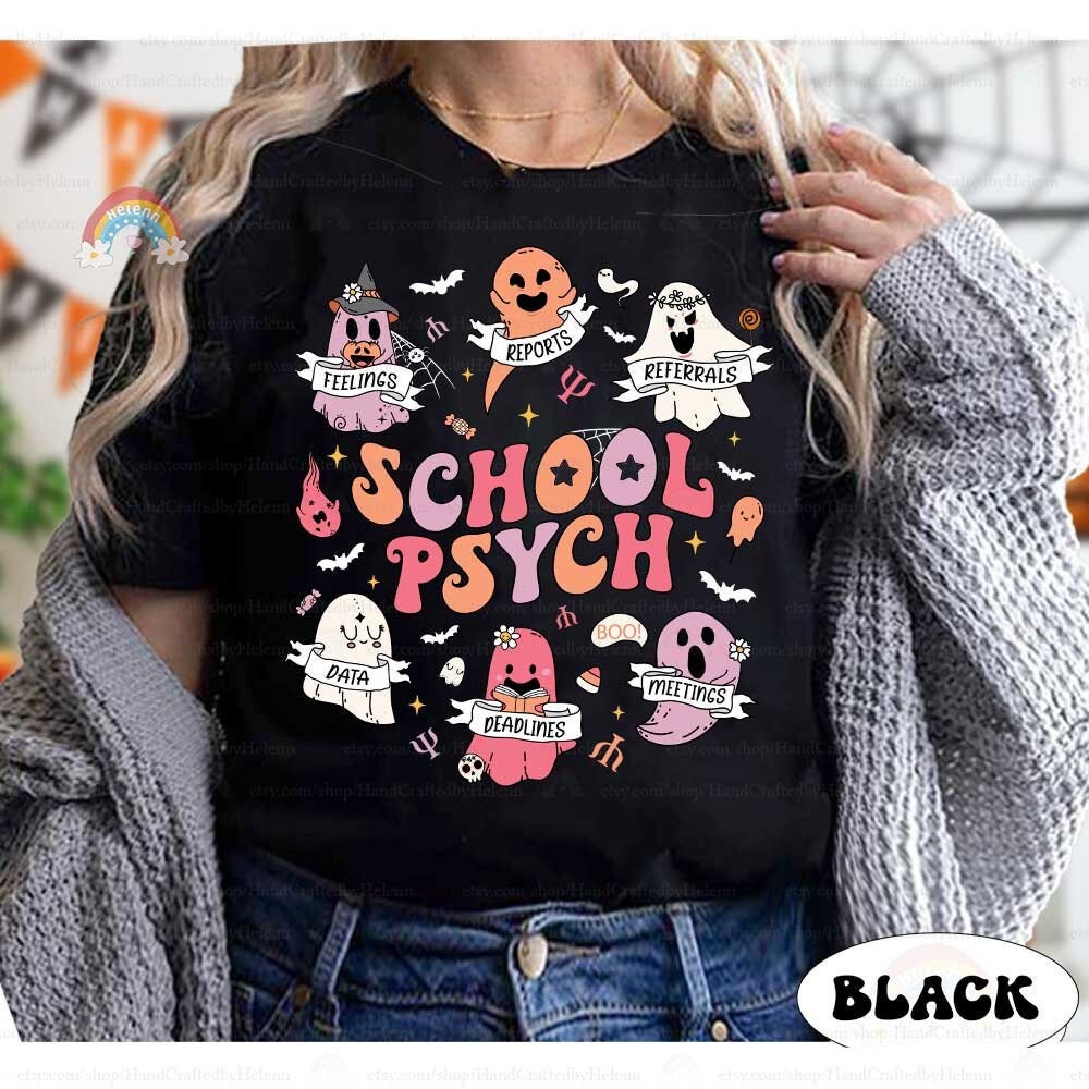 School Psychologist Halloween Shirt, Spooky School Psych Halloween Sweatshirt, Retro Halloween School Psych Ghost Shirt, School Psych Gift