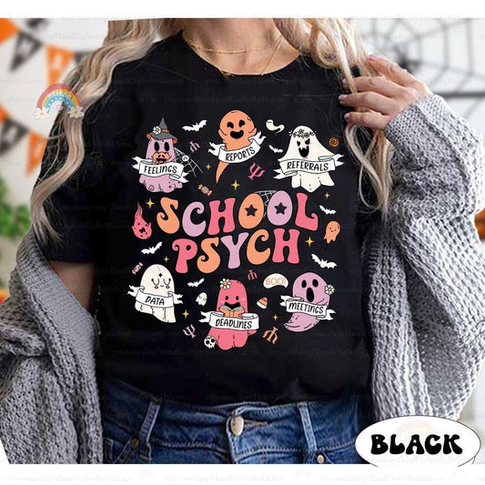 School Psychologist Halloween Shirt, Spooky School Psych Halloween Sweatshirt, Retro Halloween School Psych Ghost Shirt, School Psych Gift