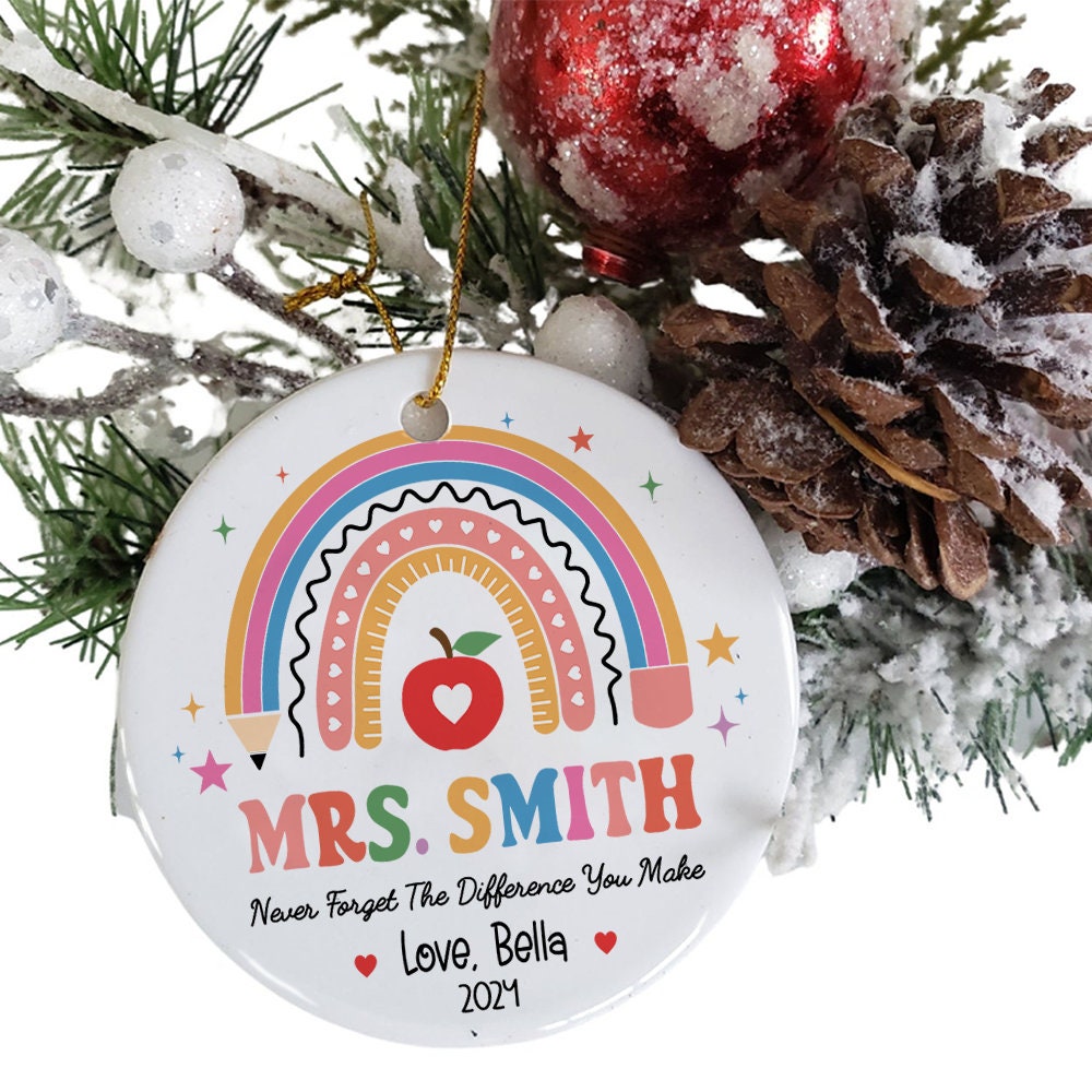 Personalized Christmas Teacher Ornament, Teacher Appreciation Gift, Thank You Gift, Teacher Keepsake, Teacher Gifts, Teacher Christmas Gift
