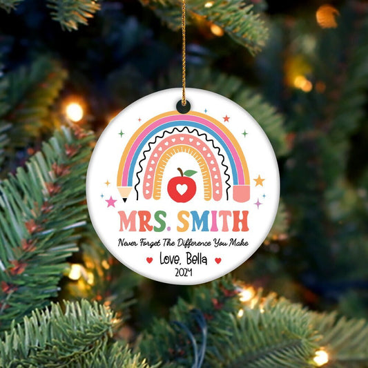 Personalized Christmas Teacher Ornament, Teacher Appreciation Gift, Thank You Gift, Teacher Keepsake, Teacher Gifts, Teacher Christmas Gift