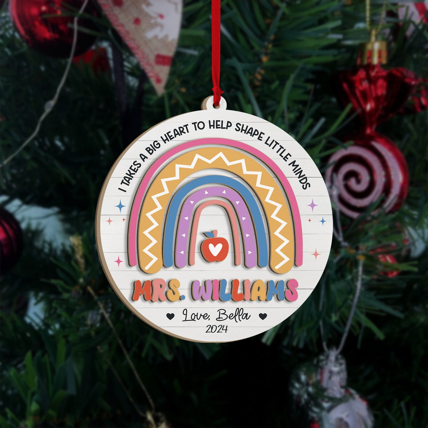 Personalized School Teacher Gift Christmas Ornament, Teacher Thank You Gift, Custom Teacher Ornament Keepsake, Teacher Appreciation Gifts