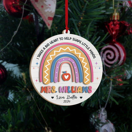 Personalized School Teacher Gift Christmas Ornament, Teacher Thank You Gift, Custom Teacher Ornament Keepsake, Teacher Appreciation Gifts