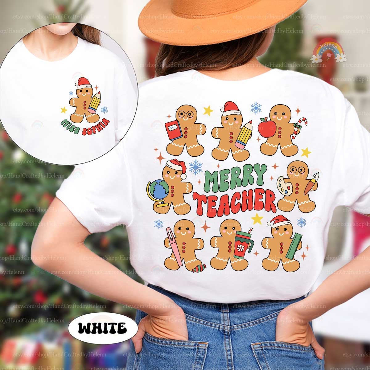 Teacher Christmas Shirt With Gingerbread, Custom Christmas Teacher Sweatshirt, Merry Teacher, Kindergarten Teacher, Teacher Christmas Gifts