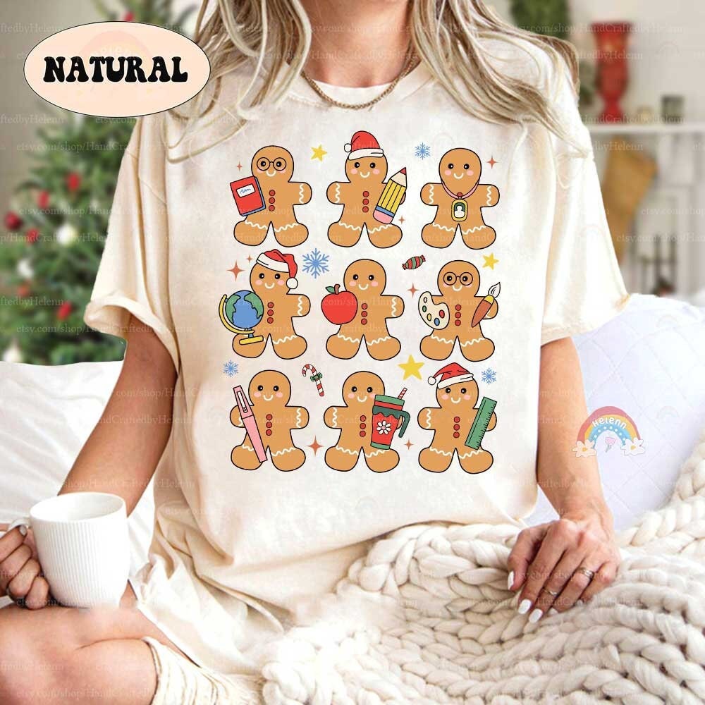 Christmas Teacher Shirt With Gingerbread, Retro Teacher Christmas Sweatshirt, Funny Teacher, Kindergarten Teacher, Teacher Christmas Gifts