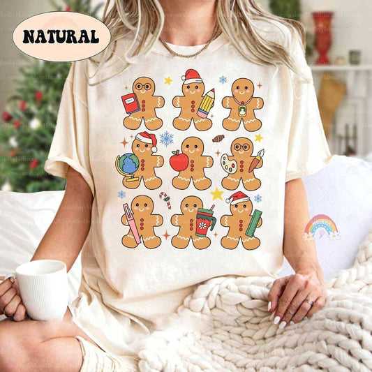 Christmas Teacher Shirt With Gingerbread, Retro Teacher Christmas Sweatshirt, Funny Teacher, Kindergarten Teacher, Teacher Christmas Gifts