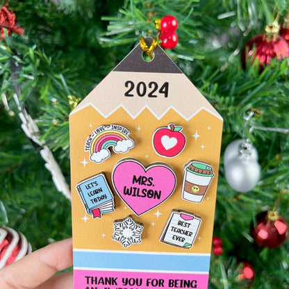 Personalized Teacher Christmas Ornament, School Teacher Ornament Gift, Thank You Gift, Christmas Teacher Gift, Teacher Appreciation Gifts