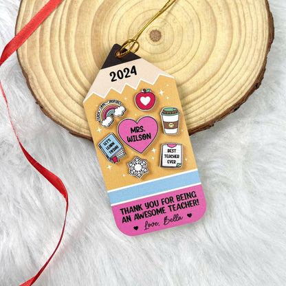 Personalized Teacher Christmas Ornament, School Teacher Ornament Gift, Thank You Gift, Christmas Teacher Gift, Teacher Appreciation Gifts