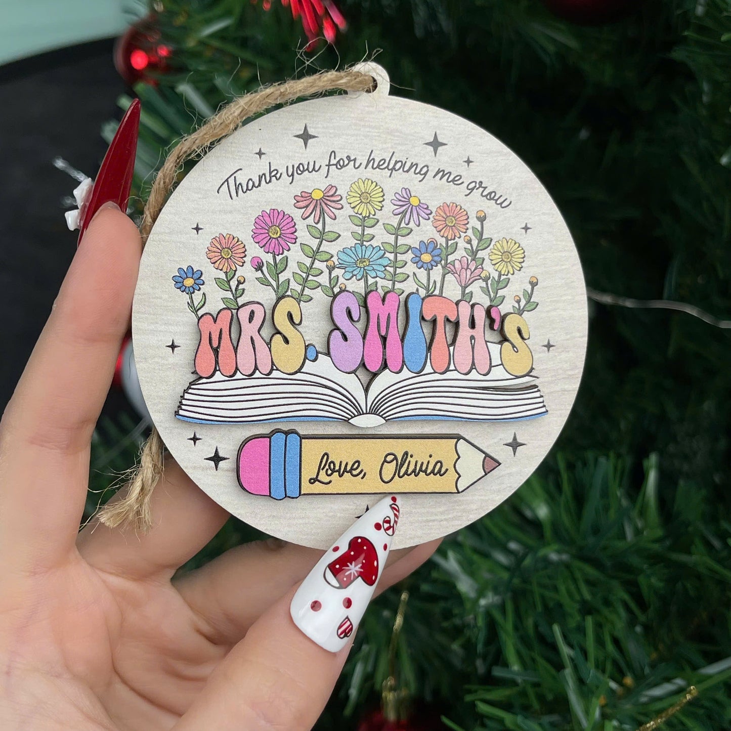 Custom Teacher Ornament Christmas Teacher Gift, Personalized Thank You Teacher Ornament Keepsake Christmas Gift, Teacher Appreciation Gift