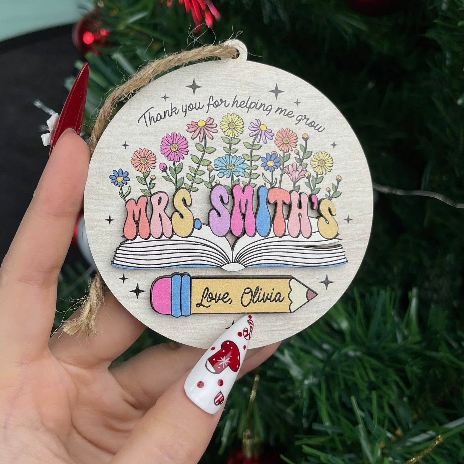 Custom Teacher Ornament Christmas Teacher Gift, Personalized Thank You Teacher Ornament Keepsake Christmas Gift, Teacher Appreciation Gift