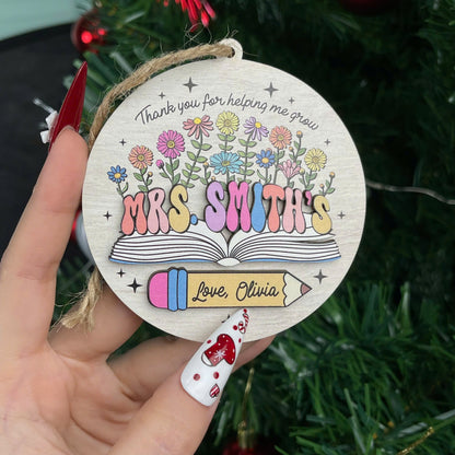 Custom Teacher Ornament Christmas Teacher Gift, Personalized Thank You Teacher Ornament Keepsake Christmas Gift, Teacher Appreciation Gift