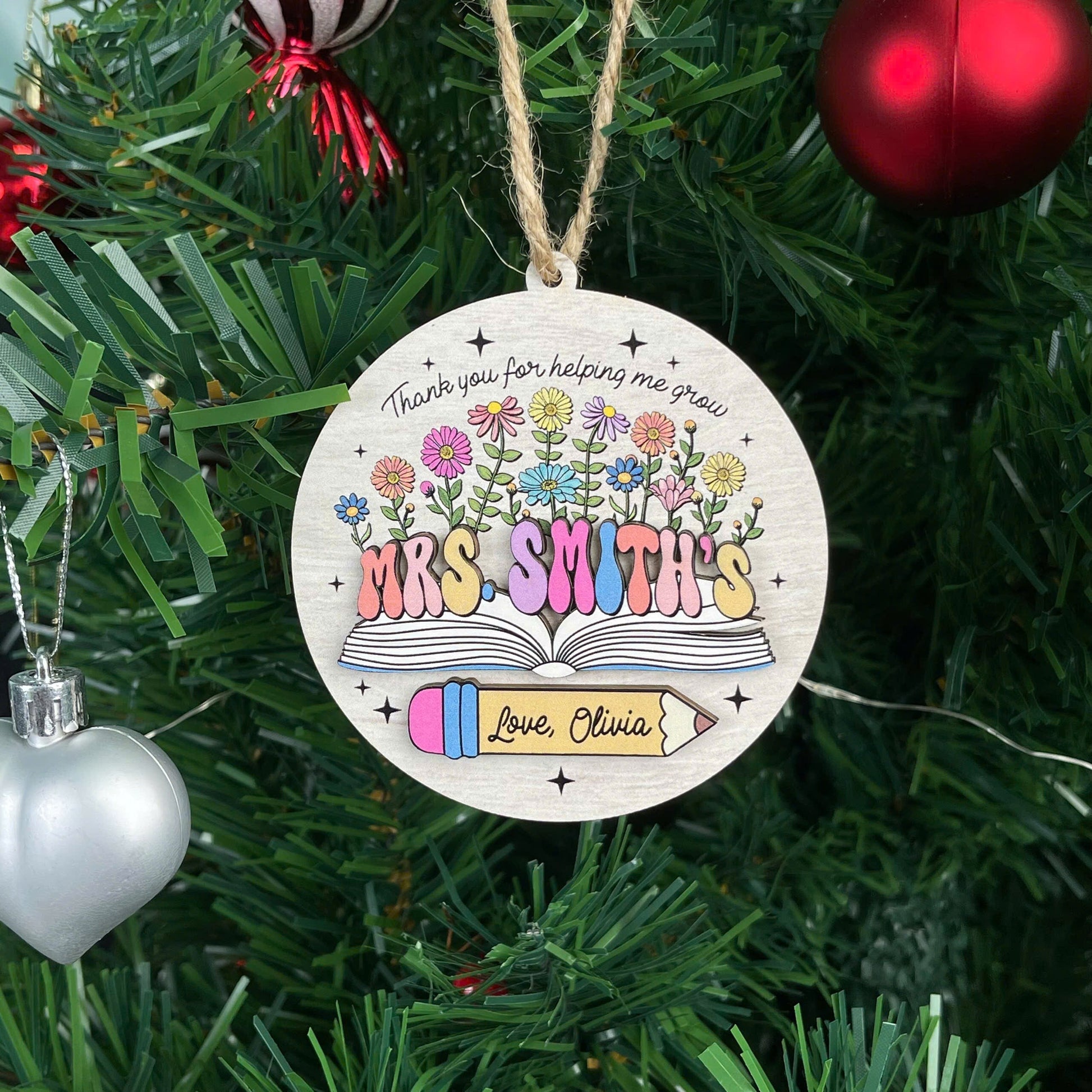 Custom Teacher Ornament Christmas Teacher Gift, Personalized Thank You Teacher Ornament Keepsake Christmas Gift, Teacher Appreciation Gift