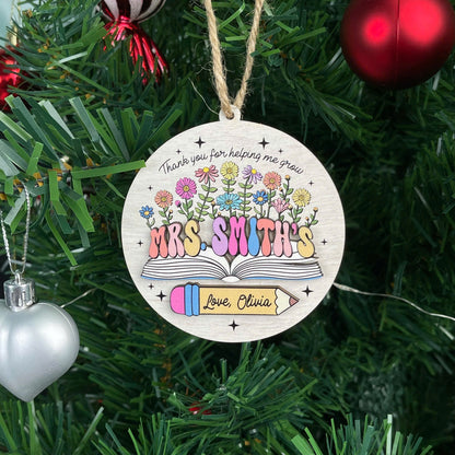 Custom Teacher Ornament Christmas Teacher Gift, Personalized Thank You Teacher Ornament Keepsake Christmas Gift, Teacher Appreciation Gift