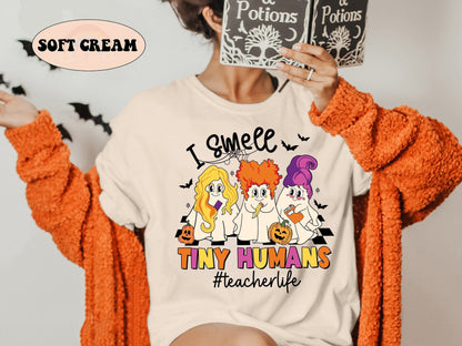 Teacher Halloween Shirt, I Smell Children Shirt, Spooky Teacher Shirt, Tiny Humans Shirt, Cute Ghost Teacher Shirt, Teacher Halloween Gift