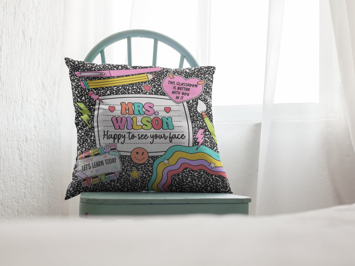 Personalized Teacher Pillow, Custom Teacher Gift, Teacher Pillow Personalized, Cute Teacher Pillow Case With Name, Teacher Appreciation Gift