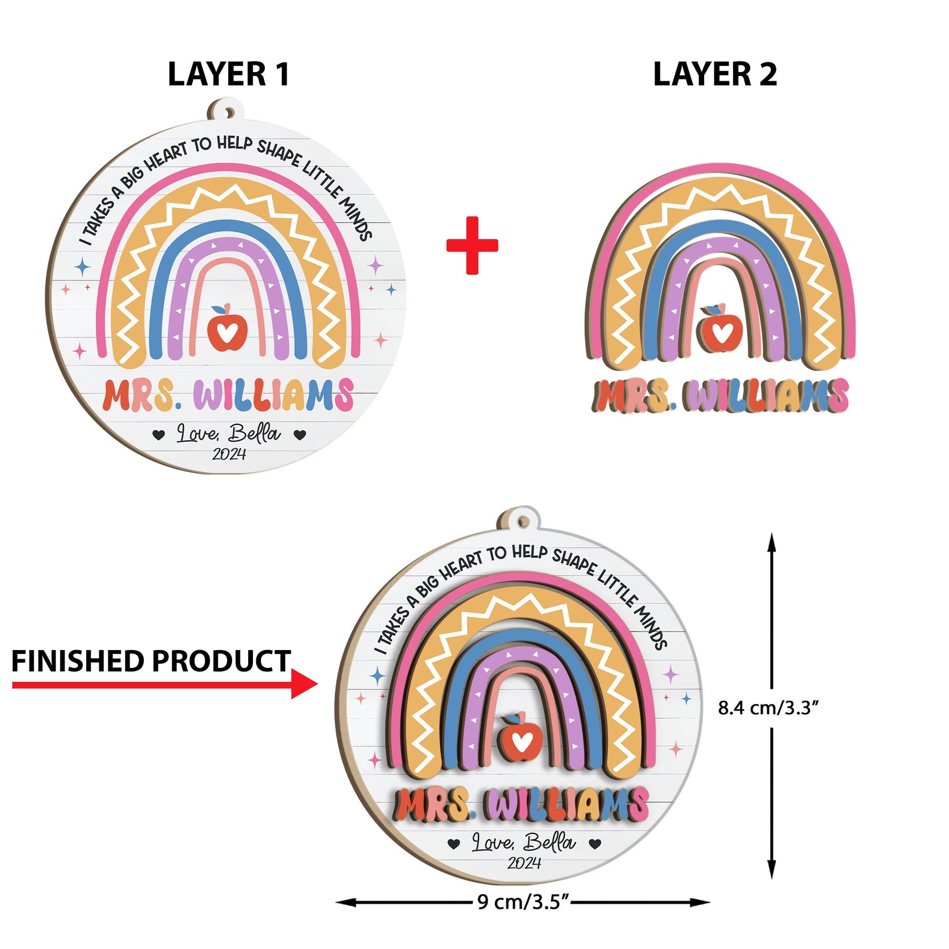 Personalized School Teacher Gift Christmas Ornament, Teacher Thank You Gift, Custom Teacher Ornament Keepsake, Teacher Appreciation Gifts