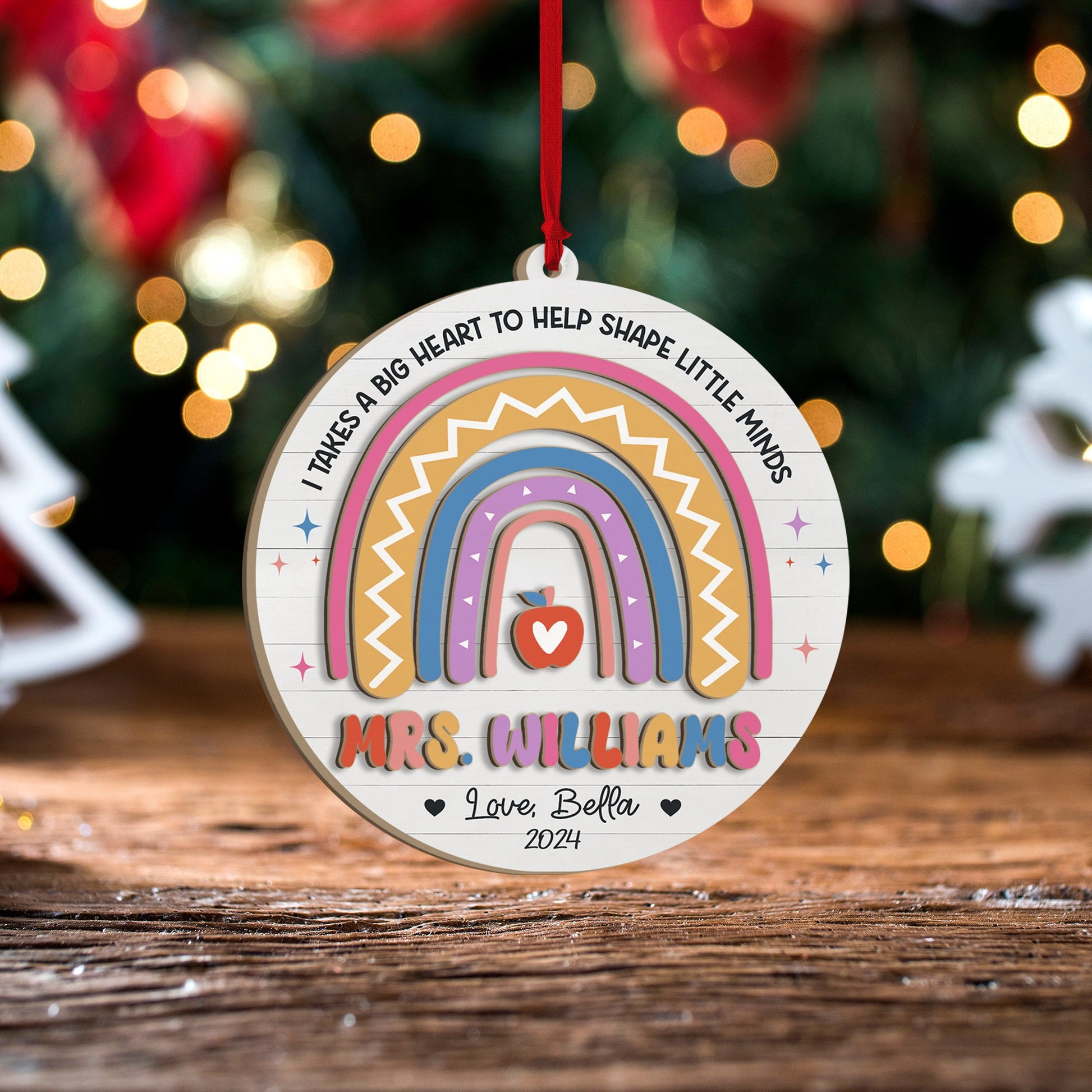 Personalized School Teacher Gift Christmas Ornament, Teacher Thank You Gift, Custom Teacher Ornament Keepsake, Teacher Appreciation Gifts