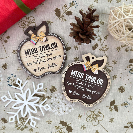 Personalized School Teacher Gift Christmas Ornament, Teacher Ornament Thank You Gift, Teacher Christmas Gift, Teacher Appreciation Gifts