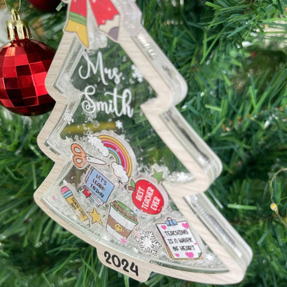 Personalized Christmas Teacher Shaker Ornament 4D, Christmas Ornament, Thank You Teacher Gift, Christmas Gift, Teacher Appreciation Gift