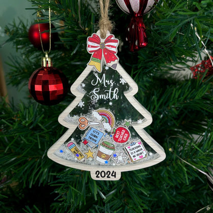 Personalized Christmas Teacher Shaker Ornament 4D, Christmas Ornament, Thank You Teacher Gift, Christmas Gift, Teacher Appreciation Gift