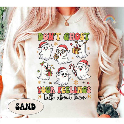School Psychologist Christmas Shirt, Don't Ghost Your Feeling Talk About Them, Mental Health Christmas Shirt, School Counselor Shirt Gifts