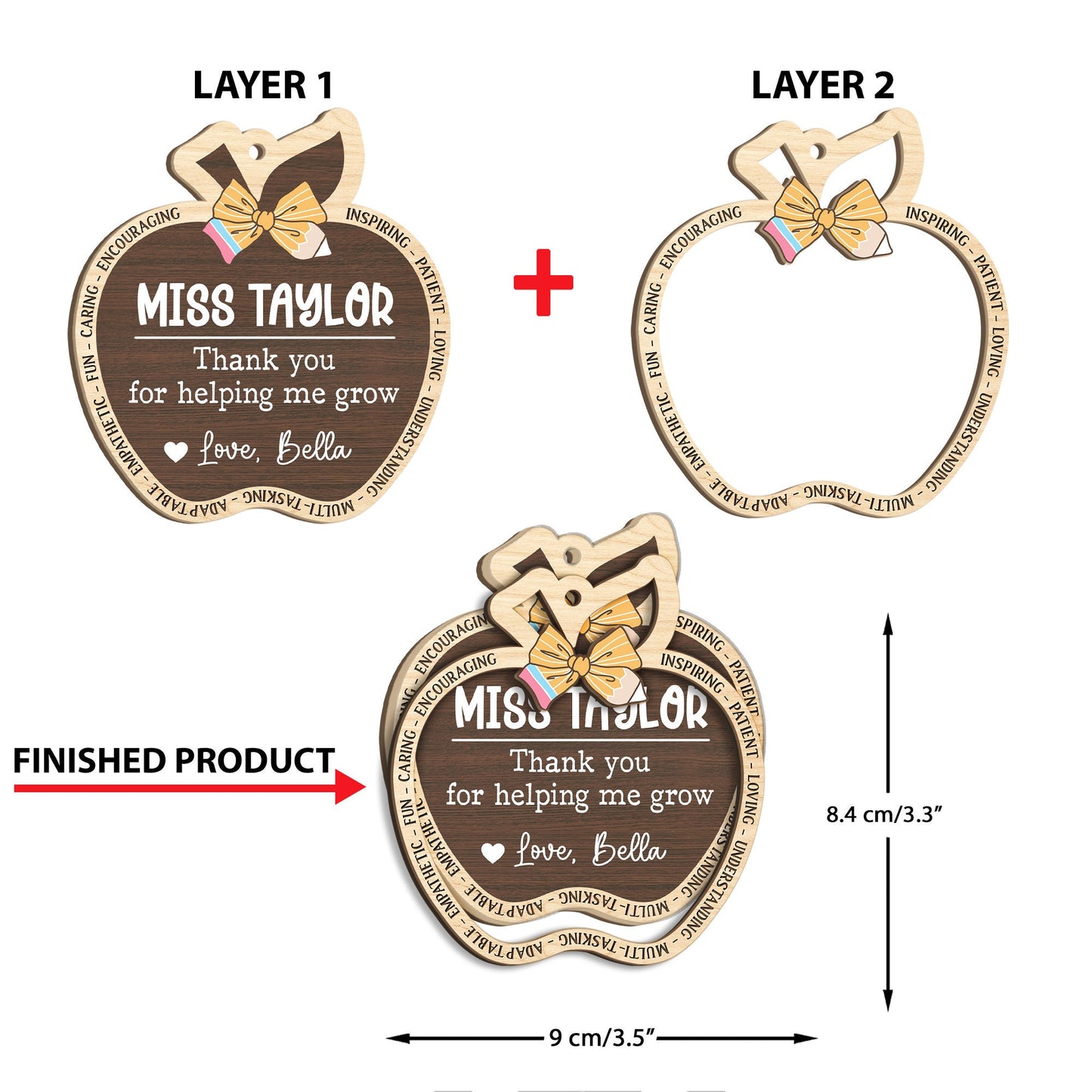 Personalized School Teacher Gift Christmas Ornament, Teacher Ornament Thank You Gift, Teacher Christmas Gift, Teacher Appreciation Gifts