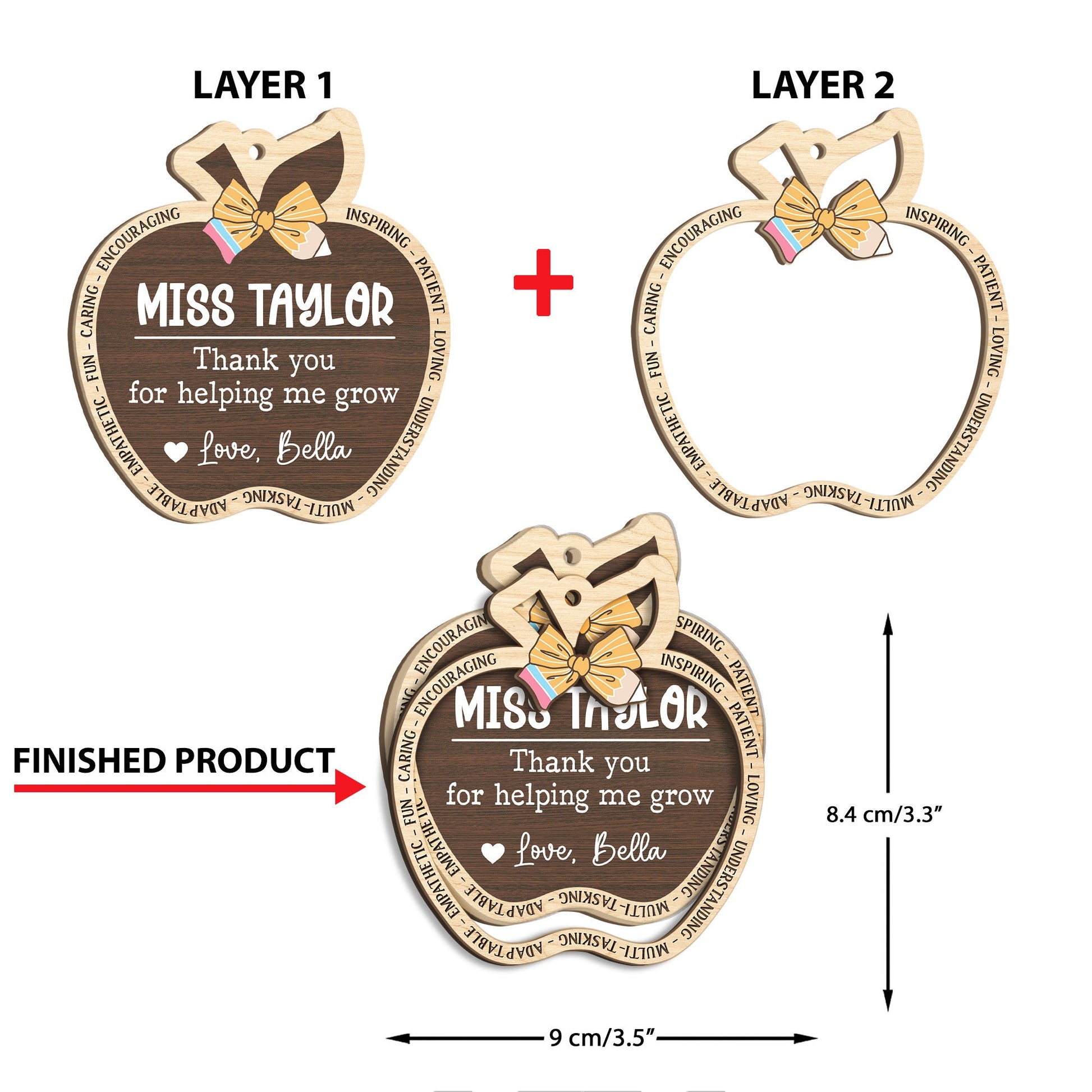 Personalized School Teacher Gift Christmas Ornament, Teacher Ornament Thank You Gift, Teacher Christmas Gift, Teacher Appreciation Gifts