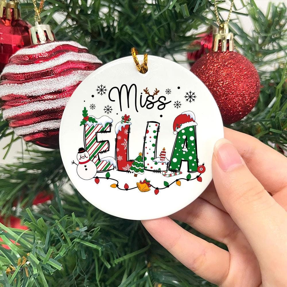Custom Teacher Christmas Ornament, Personalized Gift For Teacher, Christmas Teacher Gift, Teacher Appreciation Gift, Unique Teacher Ornament